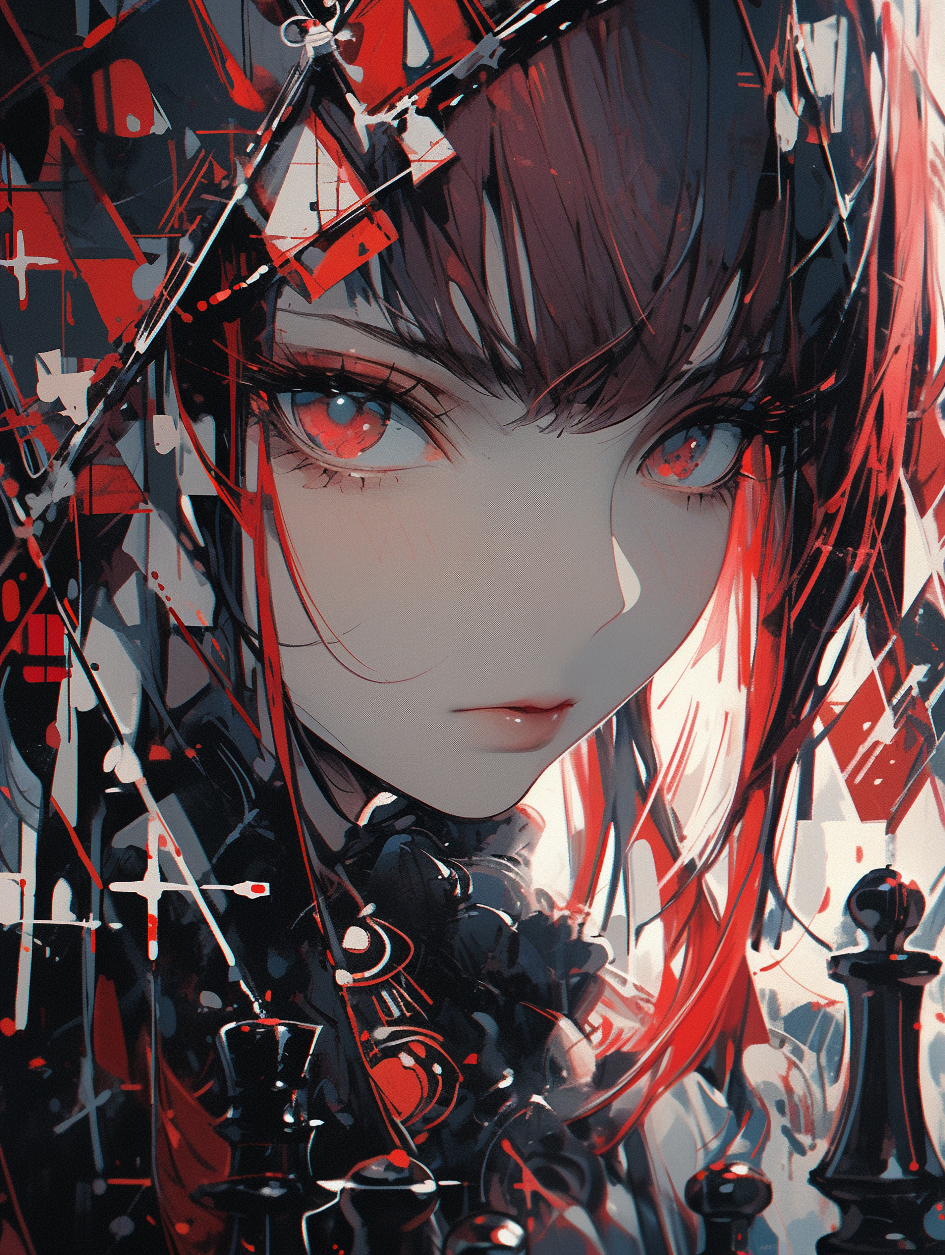 Download wallpaper 1856x2464 girl, portrait, chess, anime, art hd ...