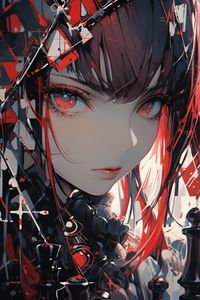 Preview wallpaper girl, portrait, chess, anime, art