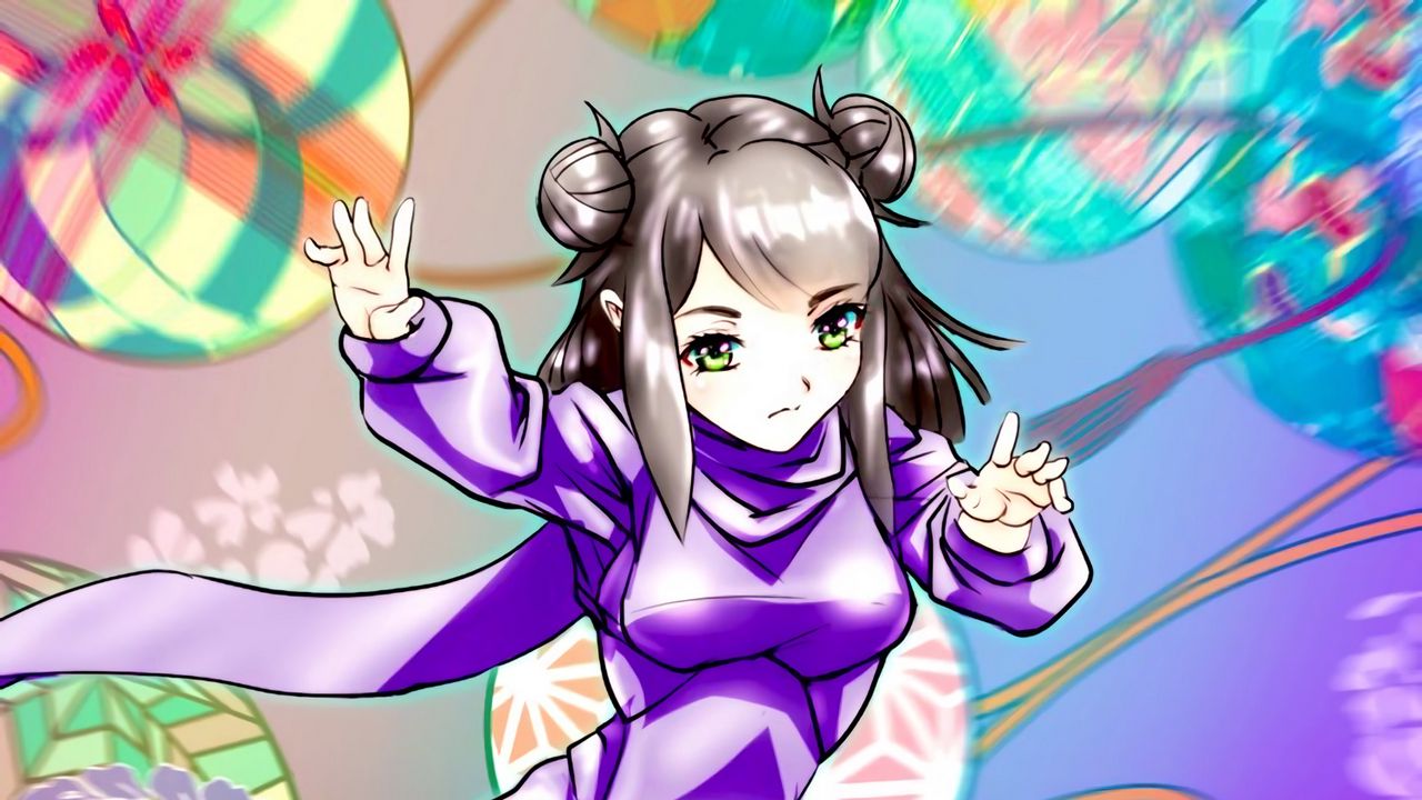 Wallpaper girl, pose, anime, purple