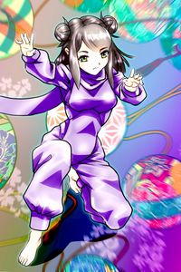Preview wallpaper girl, pose, anime, purple