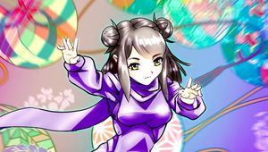 Preview wallpaper girl, pose, anime, purple