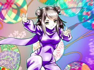 Preview wallpaper girl, pose, anime, purple
