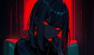 Preview wallpaper girl, pose, chair, dark, art, anime