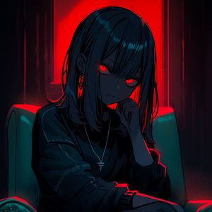 Preview wallpaper girl, pose, chair, dark, art, anime