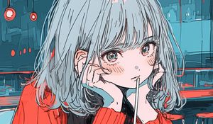 Preview wallpaper girl, pose, drink, glass, anime