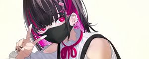 Preview wallpaper girl, pose, gesture, mask, piercing, anime, art