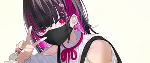 Preview wallpaper girl, pose, gesture, mask, piercing, anime, art