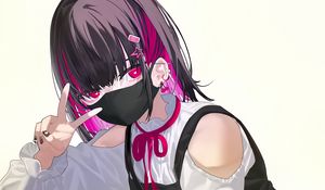 Preview wallpaper girl, pose, gesture, mask, piercing, anime, art