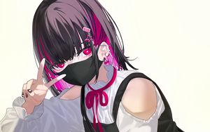 Preview wallpaper girl, pose, gesture, mask, piercing, anime, art