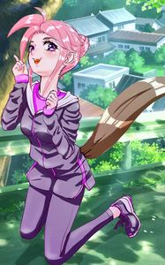 Preview wallpaper girl, pose, gesture, anime, art