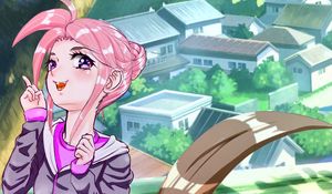 Preview wallpaper girl, pose, gesture, anime, art