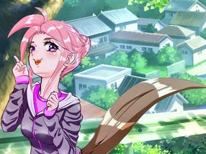 Preview wallpaper girl, pose, gesture, anime, art