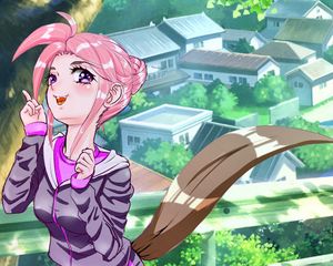 Preview wallpaper girl, pose, gesture, anime, art