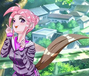 Preview wallpaper girl, pose, gesture, anime, art