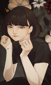 Preview wallpaper girl, pose, glance, anime