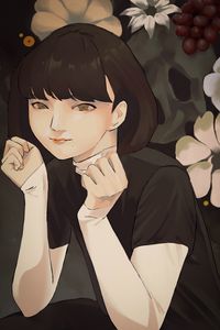 Preview wallpaper girl, pose, glance, anime