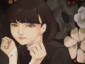 Preview wallpaper girl, pose, glance, anime
