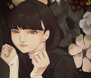 Preview wallpaper girl, pose, glance, anime