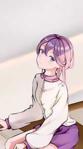 Preview wallpaper girl, pose, glance, anime, art, purple
