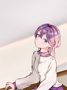 Preview wallpaper girl, pose, glance, anime, art, purple
