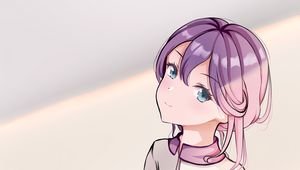 Preview wallpaper girl, pose, glance, anime, art, purple