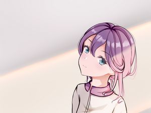 Preview wallpaper girl, pose, glance, anime, art, purple