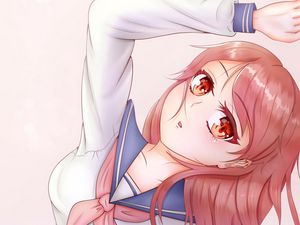 Preview wallpaper girl, pose, glance, sailor suit, anime, art