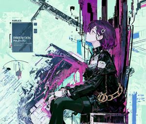 Preview wallpaper girl, pose, graffiti, anime
