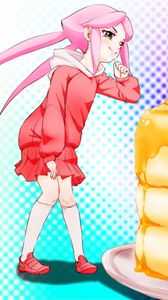 Preview wallpaper girl, pose, pancakes, anime