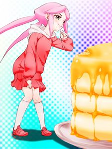 Preview wallpaper girl, pose, pancakes, anime
