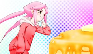 Preview wallpaper girl, pose, pancakes, anime