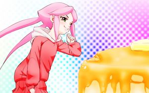 Preview wallpaper girl, pose, pancakes, anime