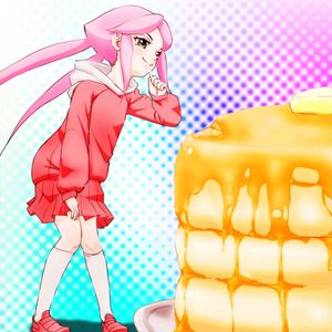 Preview wallpaper girl, pose, pancakes, anime