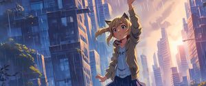 Preview wallpaper girl, pose, rain, anime