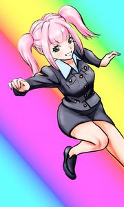 Preview wallpaper girl, pose, rainbow, anime, art, cartoon