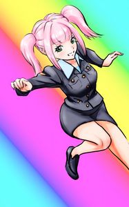 Preview wallpaper girl, pose, rainbow, anime, art, cartoon