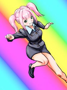 Preview wallpaper girl, pose, rainbow, anime, art, cartoon