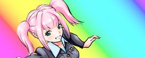 Preview wallpaper girl, pose, rainbow, anime, art, cartoon