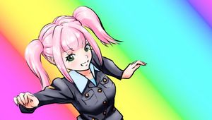 Preview wallpaper girl, pose, rainbow, anime, art, cartoon
