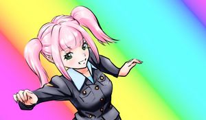 Preview wallpaper girl, pose, rainbow, anime, art, cartoon