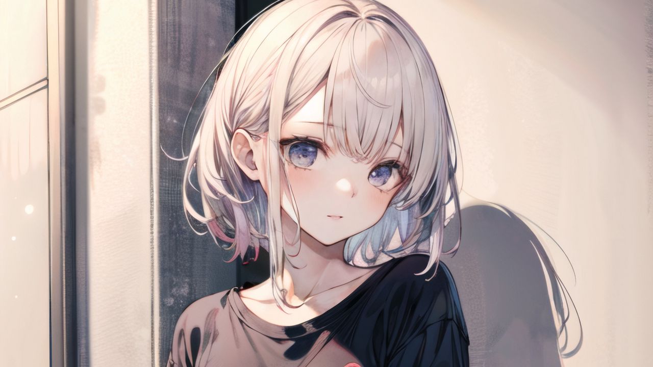 Wallpaper girl, pose, shorts, anime