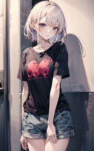 Preview wallpaper girl, pose, shorts, anime