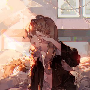 Preview wallpaper girl, pose, sleepy, anime
