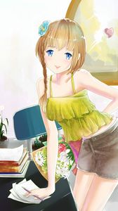 Preview wallpaper girl, pose, smile, anime, art