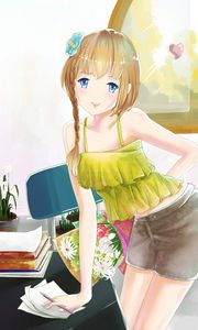 Preview wallpaper girl, pose, smile, anime, art
