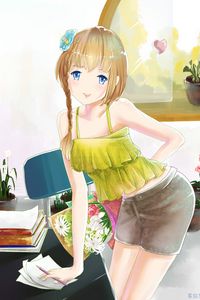 Preview wallpaper girl, pose, smile, anime, art