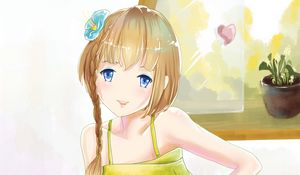 Preview wallpaper girl, pose, smile, anime, art