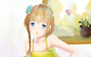 Preview wallpaper girl, pose, smile, anime, art