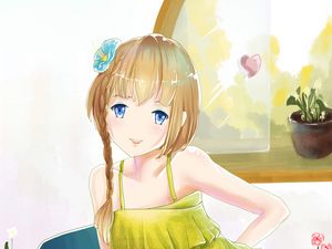 Preview wallpaper girl, pose, smile, anime, art