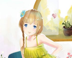 Preview wallpaper girl, pose, smile, anime, art